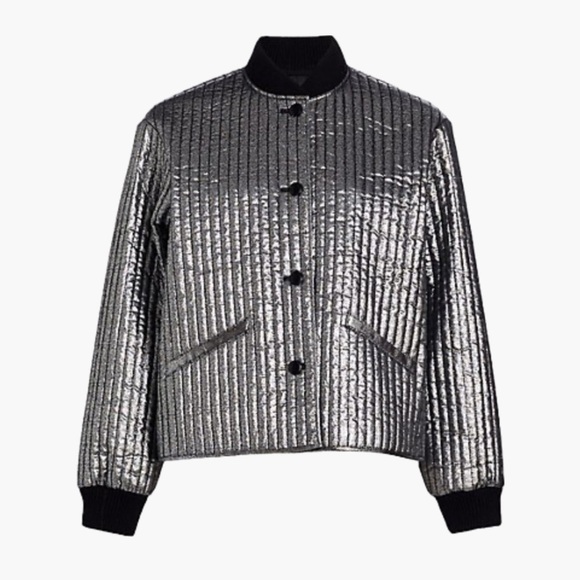 The Great. Quilted Metallic Bomber Jacket - Picture 2 of 6
